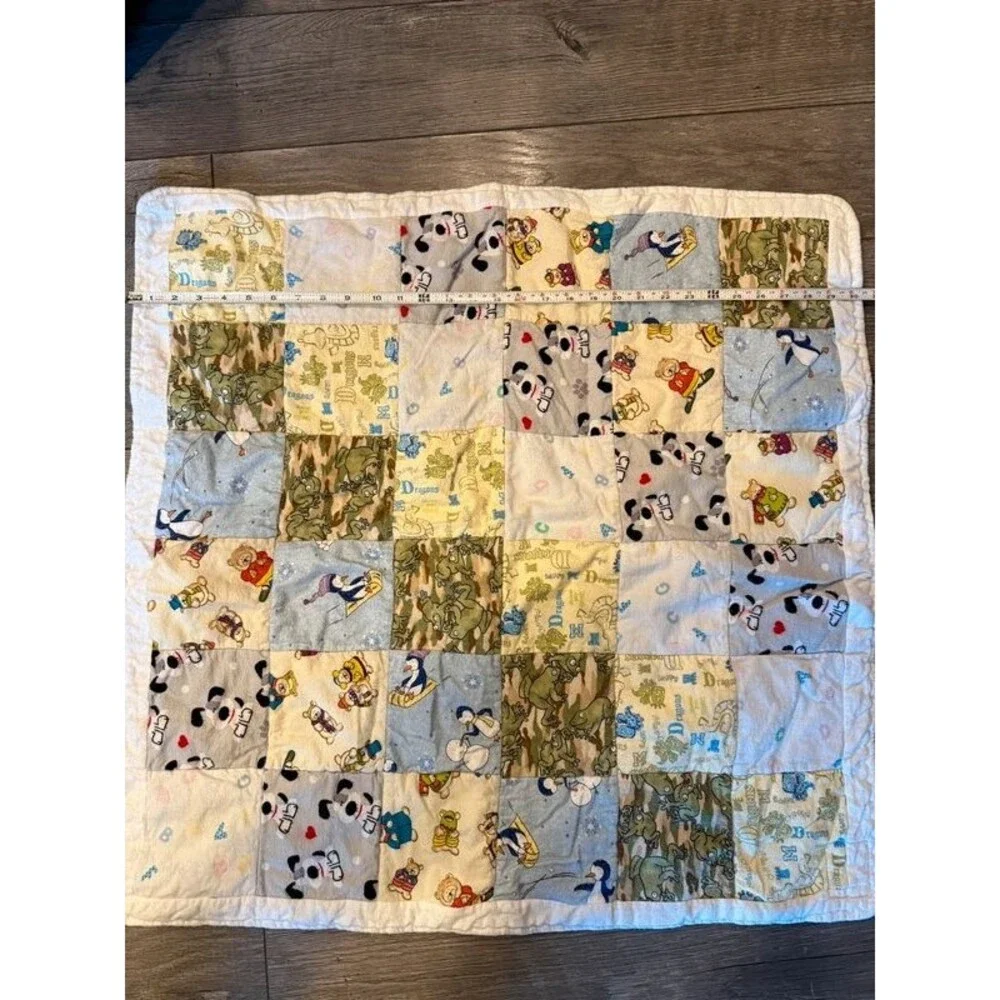 Handmade Patchwork Baby Quilt Blanket Animals Dogs Frogs Dragons 29x30